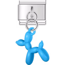 Blue Balloon Dog Charm Silver