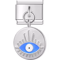 Blue Evil Eye Dangle Charm Silver