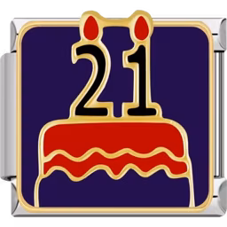 21st Birthday Cake Charm Silver