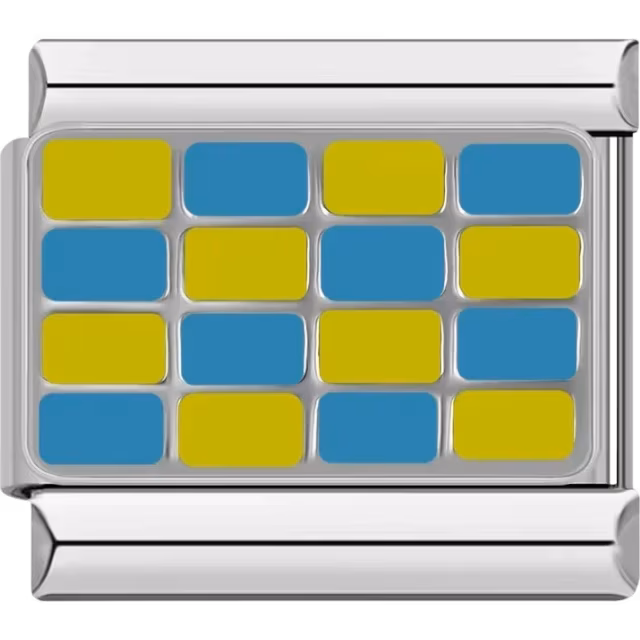 Blue and Yellow Grid Charm