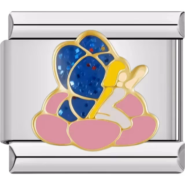 Blonde Fairy on Pink Flower Charm