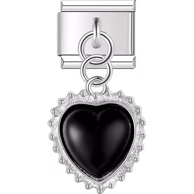 Black Heart Crown Dangle Charm