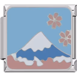 Mount Fuji and Cherry Blossoms Charm Silver