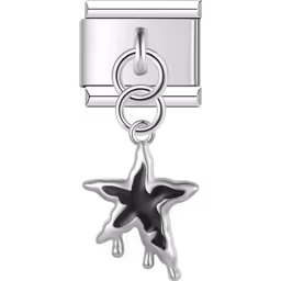 Black Dripping Star Charm Silver