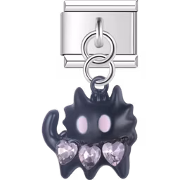 Black Cat Dangle Charm Silver