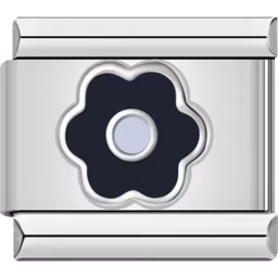 Black Flower Charm Silver