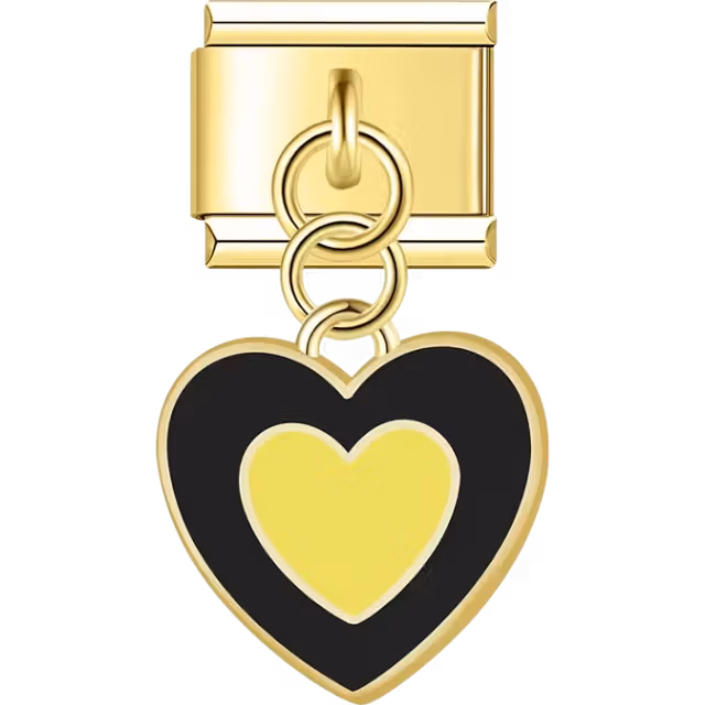 Black Yellow Heart Dangle Charm