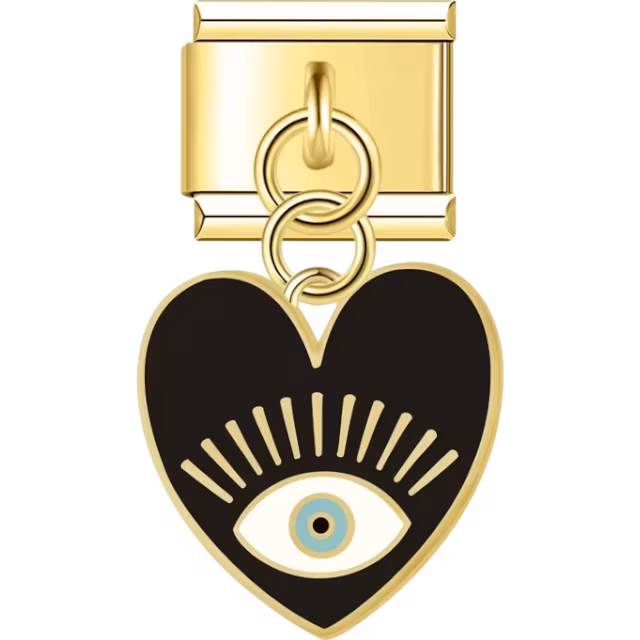 Black Heart Evil Eye Dangle Charm