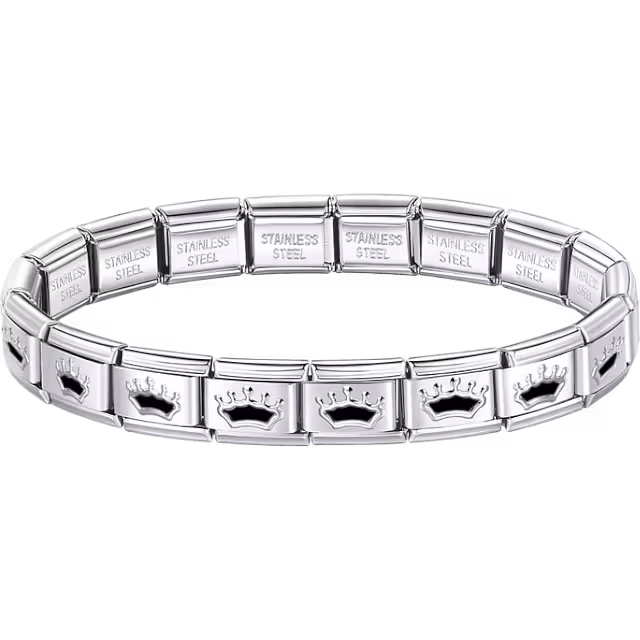 Black Crown Charms Italian Bracelet