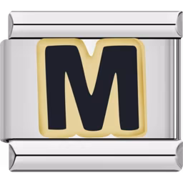 Black Letter M Charm Silver