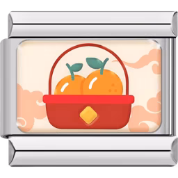 Basket of Oranges Charm Silver