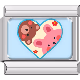 Bear & Pig Heart Charm Silver