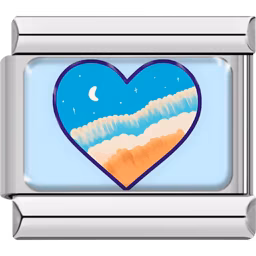 Beach Heart Charm Silver