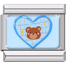 Bear Heart Charm Silver