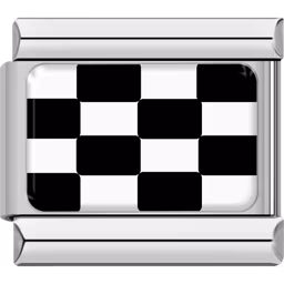 Black and White Checkerboard Flag Charm Silver