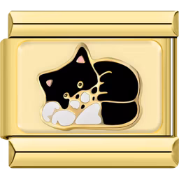 Black and White Cat Charm Gold