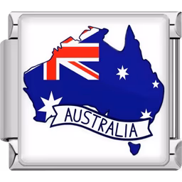 Australia Map Flag Charm Silver